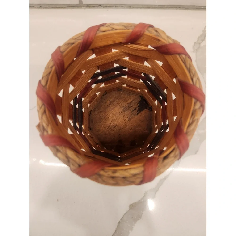 Vintage 2009 Hand Woven Basket For Pencils‎ Or Pens Signed And Dated On Bottom